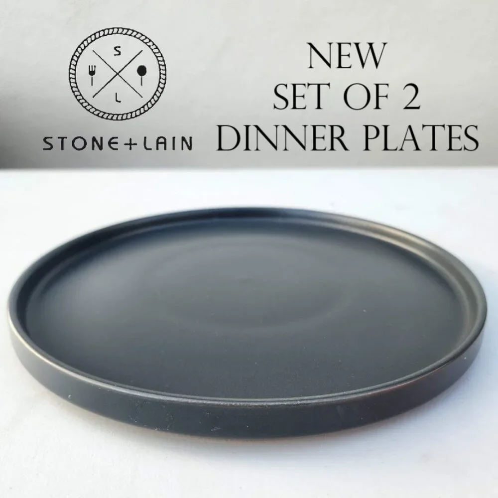 NEW 2X Stone Lain Stoneware Round Dinner Plate Dinnerware Gray Replacement Matte